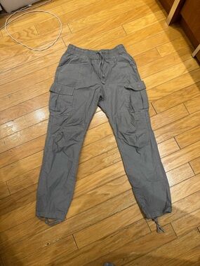 John Elliott Gray Cargo Joggers with Drawstring Ankles